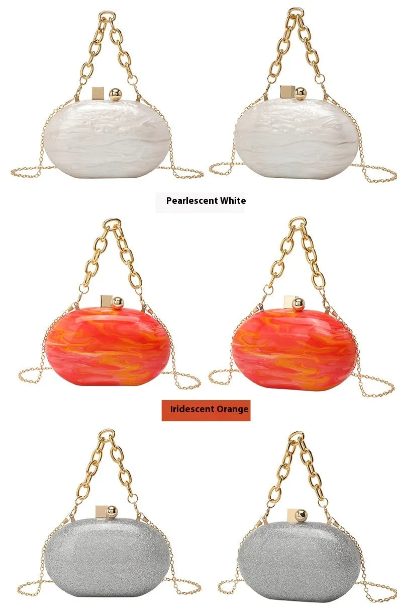 Oval Acrylic Chain Crossbody Shoulder Hand Bag
