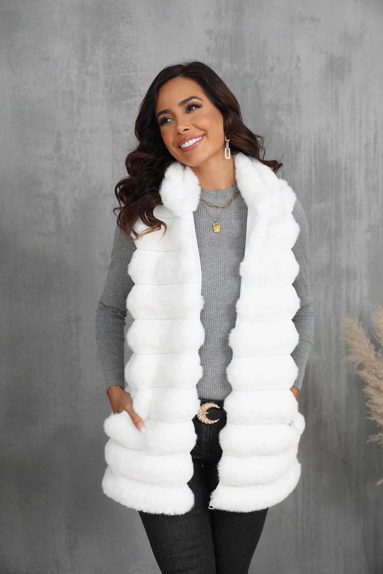 Mid-length Autumn And Winter New Faux Fur Vest For Women