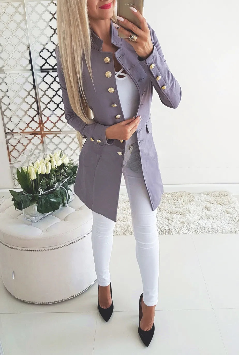 Women's Long-sleeved Breasted Slim Fit Small Business Suit Coat