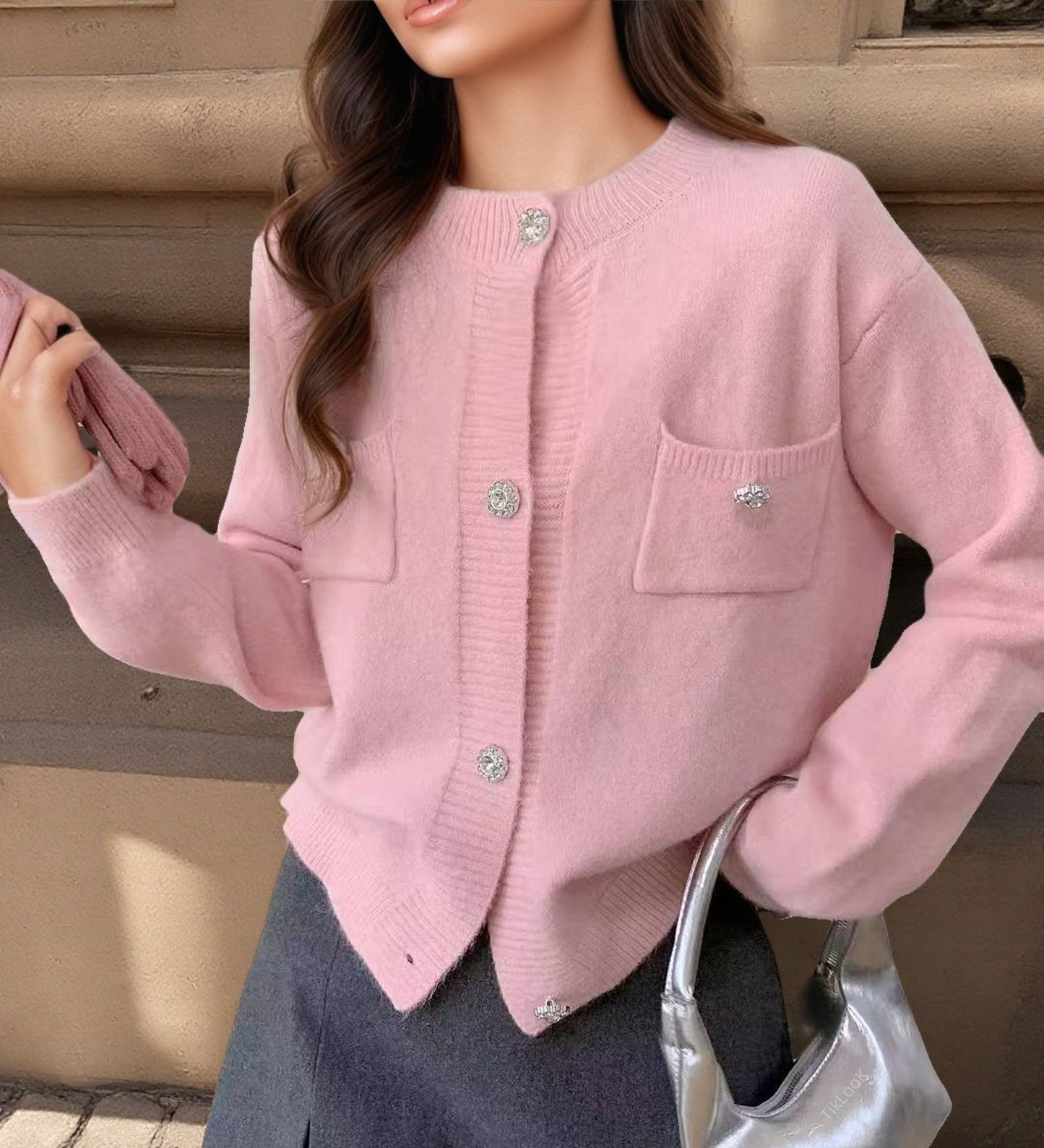 Women's Long-sleeved Knitted Cardigan Simple Coat