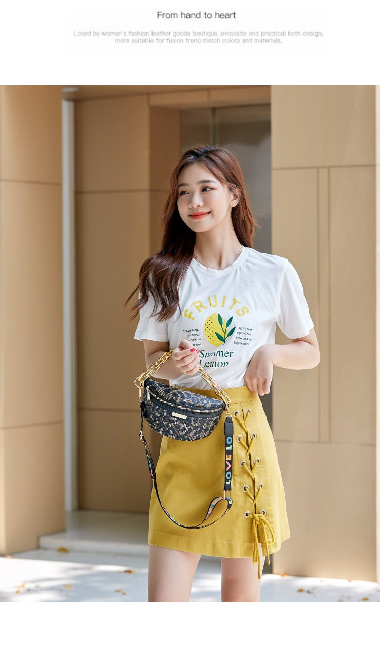 Women's Fashion Chest Bag Shoulder Bag Leopard Print Waist Bag