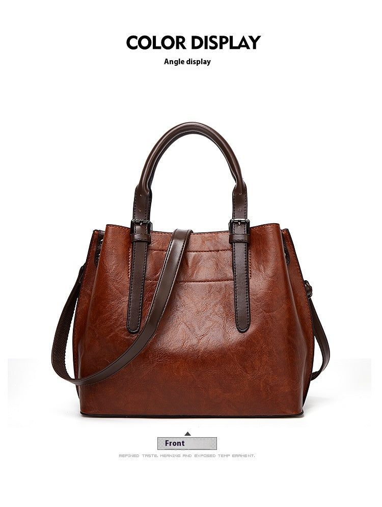 Retro Handbag Contrast Shoulder Women Bag Big Bag