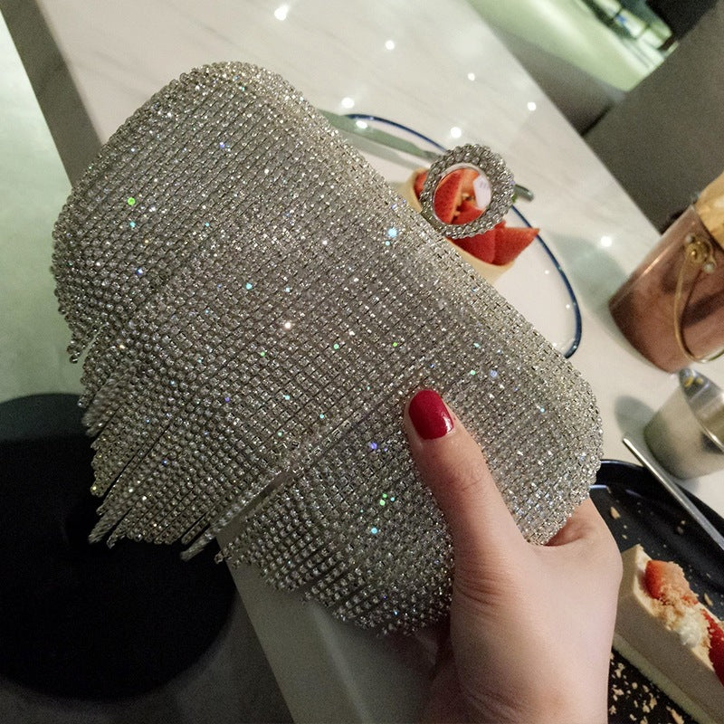 New shiny diamond ladies fringed hand bag night party bag