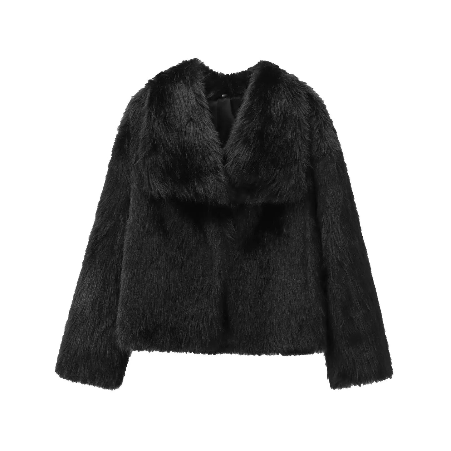 French Style Large Lapel Artificial Fur New Plush Coat