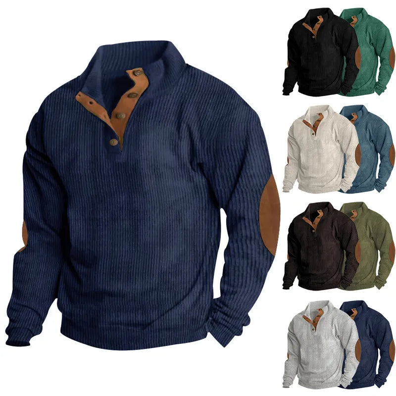 Corduroy Casual Stand Collar Long-sleeved Sweater