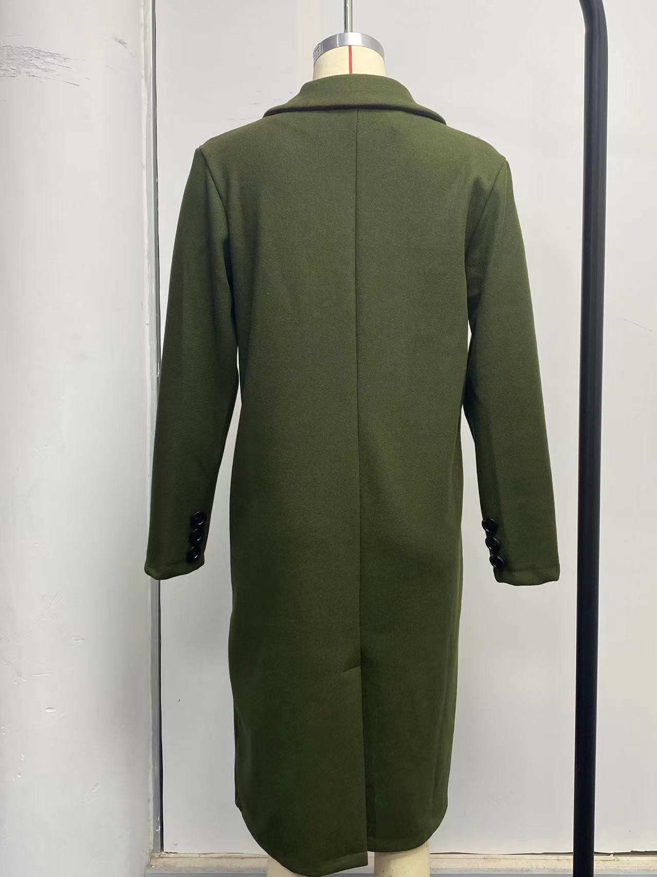 Long Sleeve Lapel Coat Winter Fashion Solid Double Breasted Slim Long Jacket Womens Clothing
