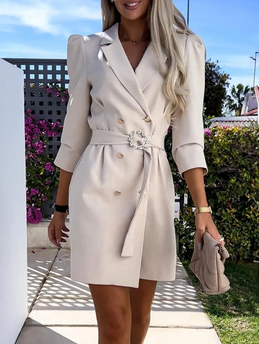 Fashion New Suit Coat Dress With Belt