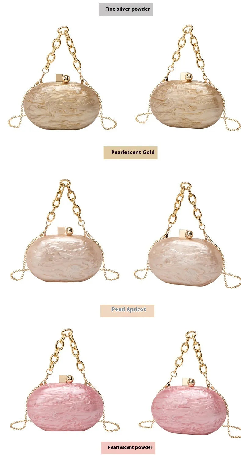 Oval Acrylic Chain Crossbody Shoulder Hand Bag