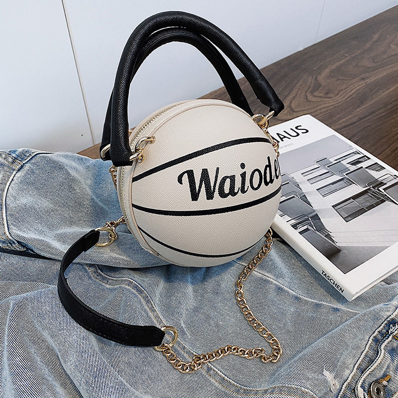 Basketball Shape Chain Shoulder Crossbody Handbags for Women