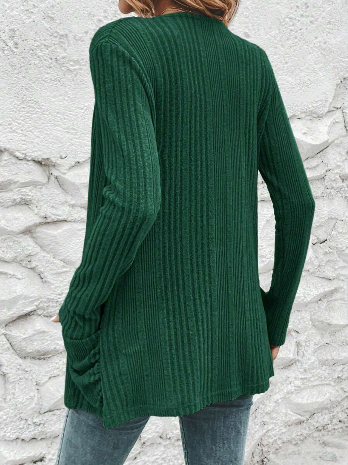 Open Front Long Sleeve Cardigan with Pockets