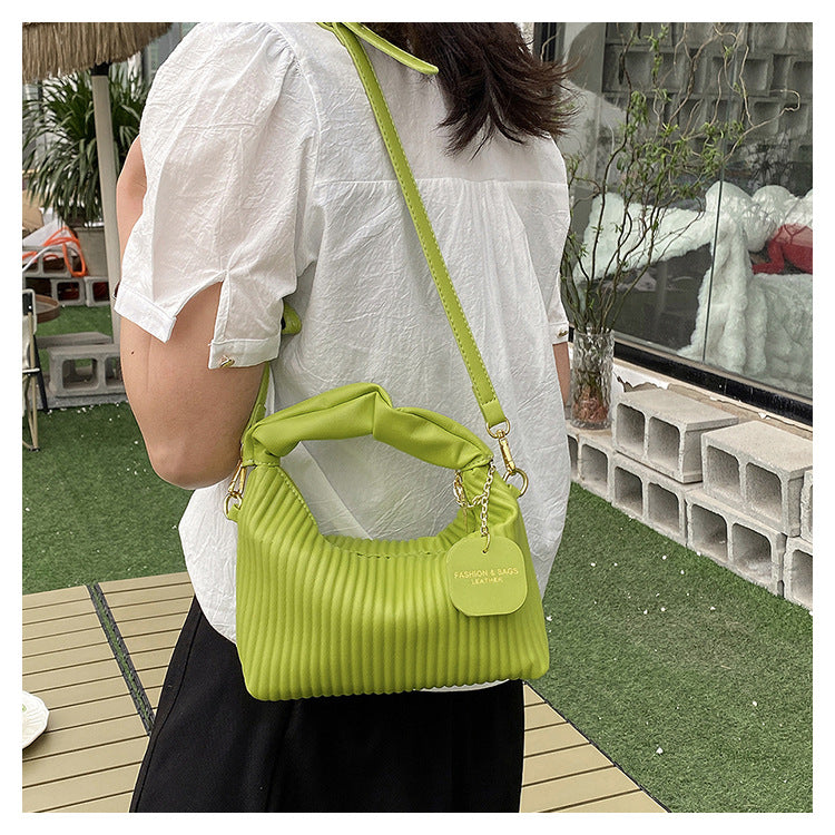 Women Fashion Crossbody Bag PU Leather Pleated Cloud Small Tote Bags Casual Simple Elegant Temperament Messenger Bags