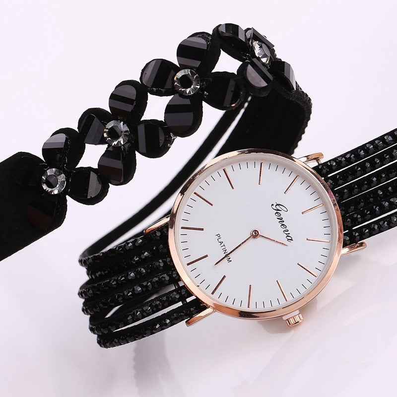 Fashion Geneva Flowers Watches Women Dress Elegant Quartz Bracelet Ladies Watch Crystal Diamond Wrist Watch Gift