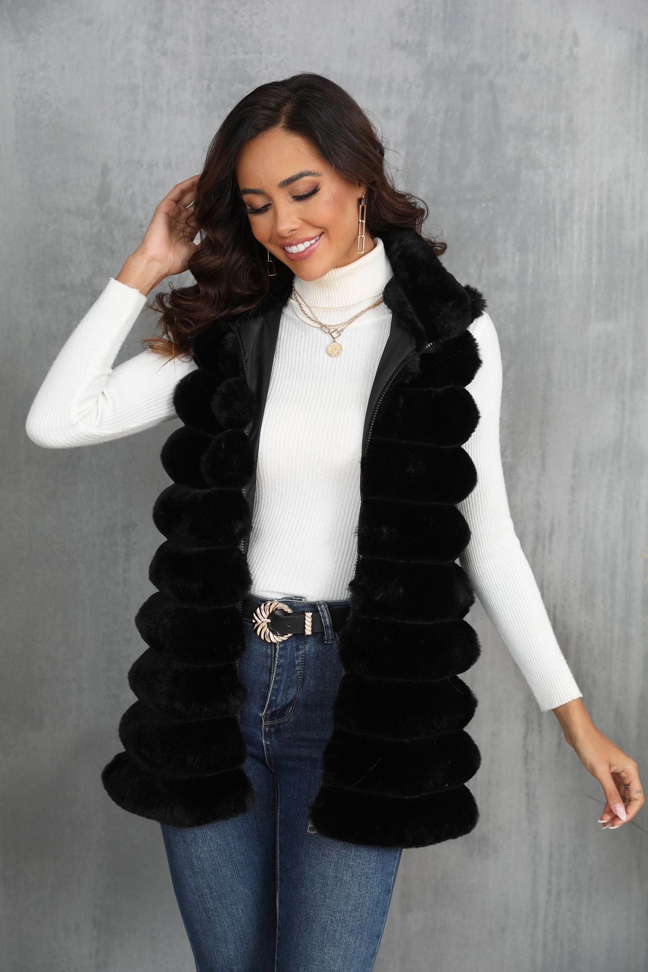 Mid-length Autumn And Winter New Faux Fur Vest For Women