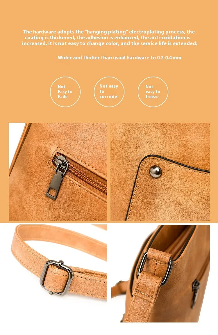 Retro Multi-layer PU Bag Women's Simple High-grade Crossbody