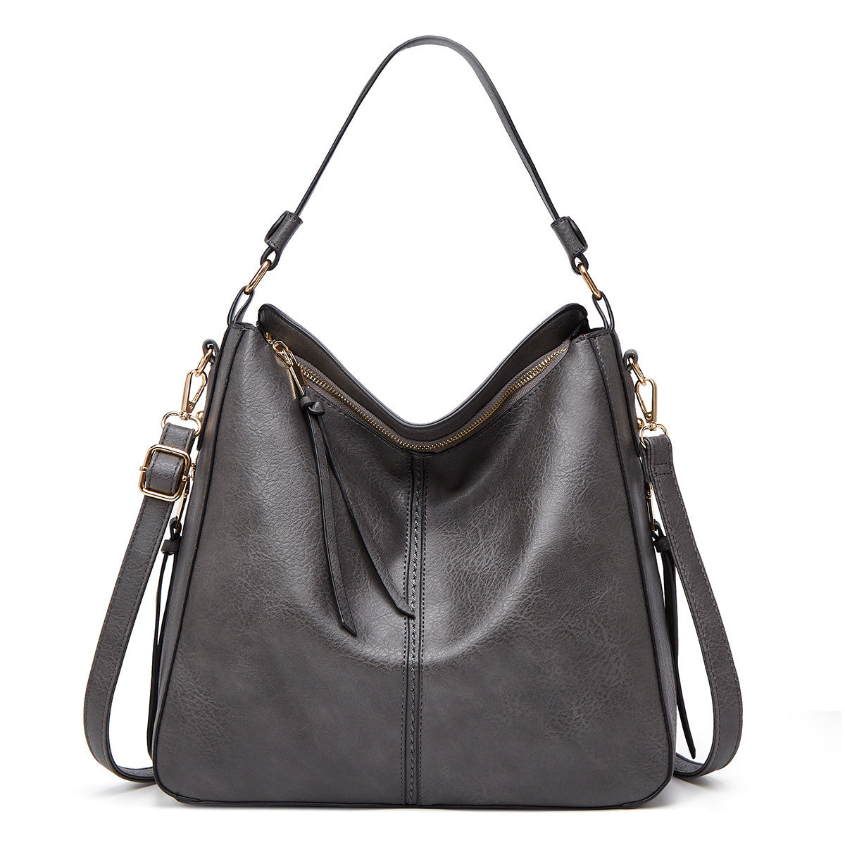 Zipper Bucket Bags With Adjustable Shoulder-strap Handbags