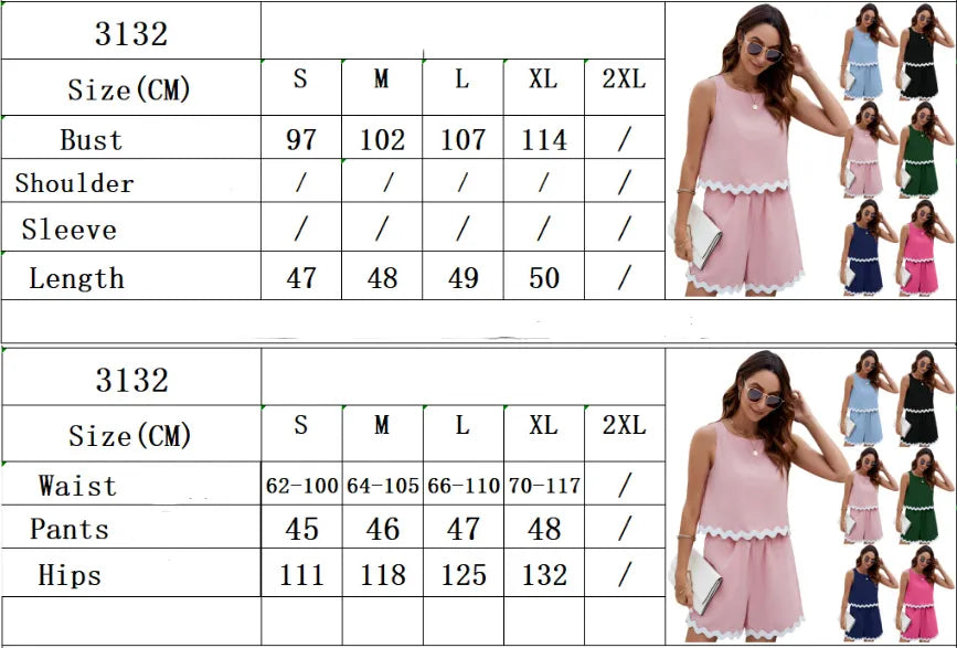 Patchwork Round Neck Sleeveless Tank Top Shorts Suit