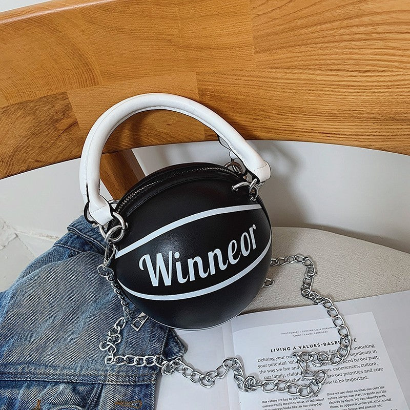 Basketball Shape Chain Shoulder Crossbody Handbags for Women