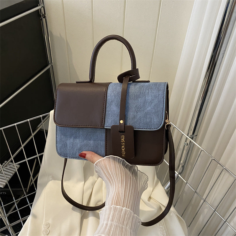Popular Fashion Stitching Texture Portable Shoulder Messenger Bag