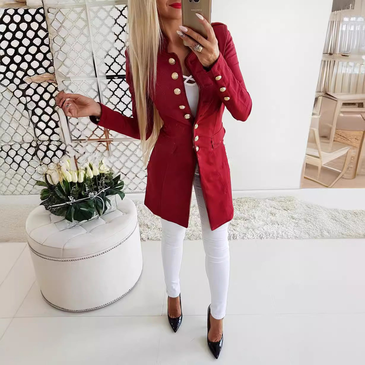 Women's Long-sleeved Breasted Slim Fit Small Business Suit Coat
