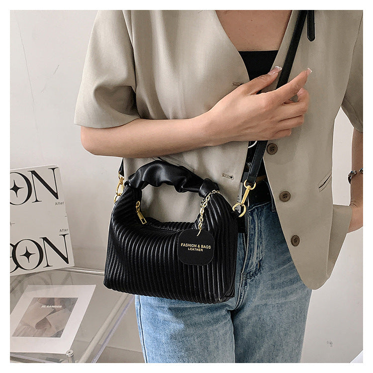 Women Fashion Crossbody Bag PU Leather Pleated Cloud Small Tote Bags Casual Simple Elegant Temperament Messenger Bags