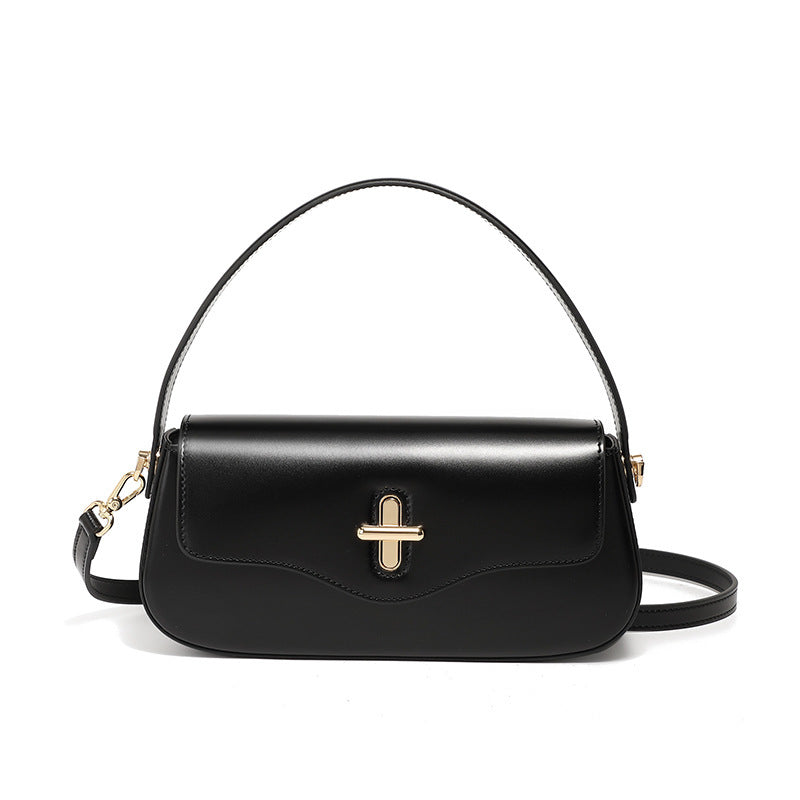 Spring And Summer New Moon Baguette Bag Leather Handbag