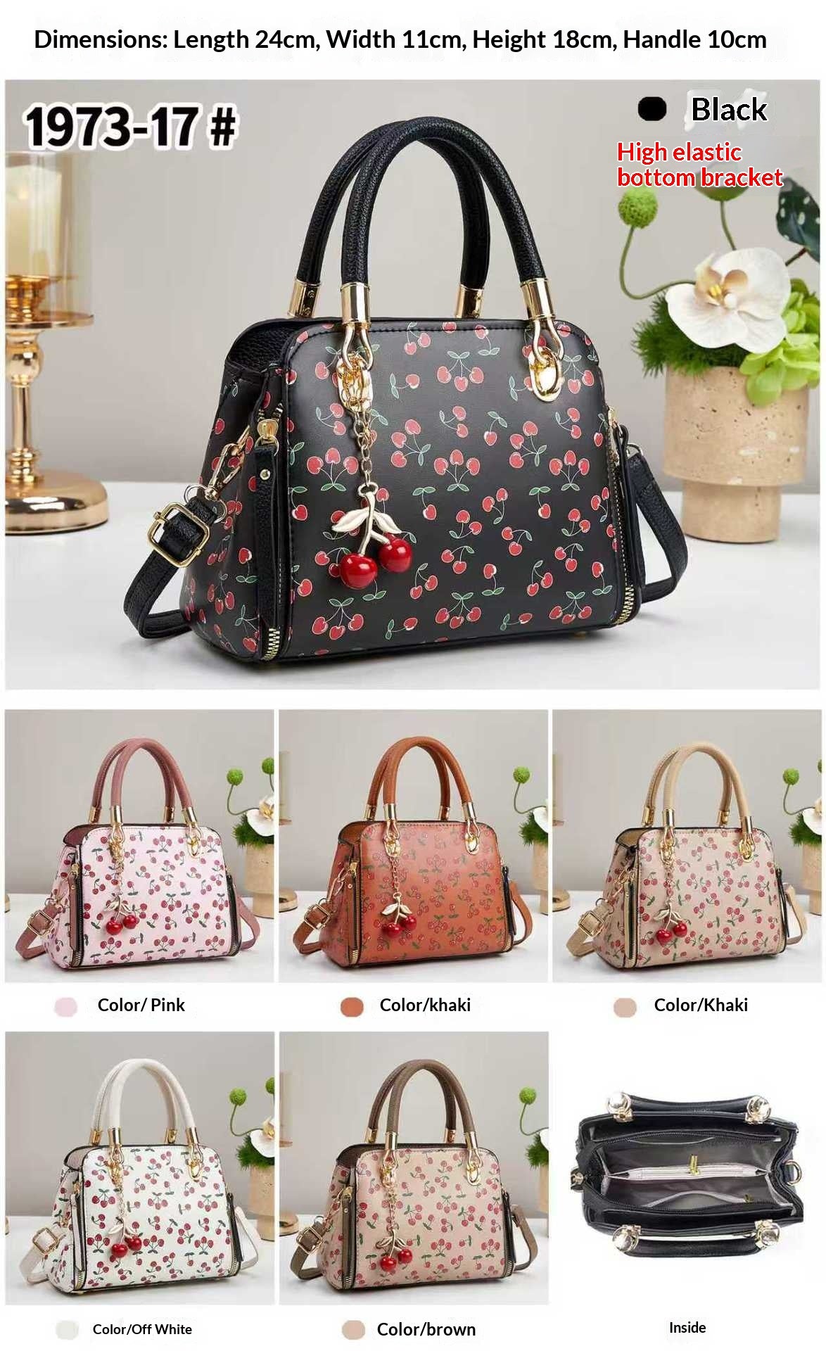 Elegant Womens Bag With A Premium Cherry Keychain