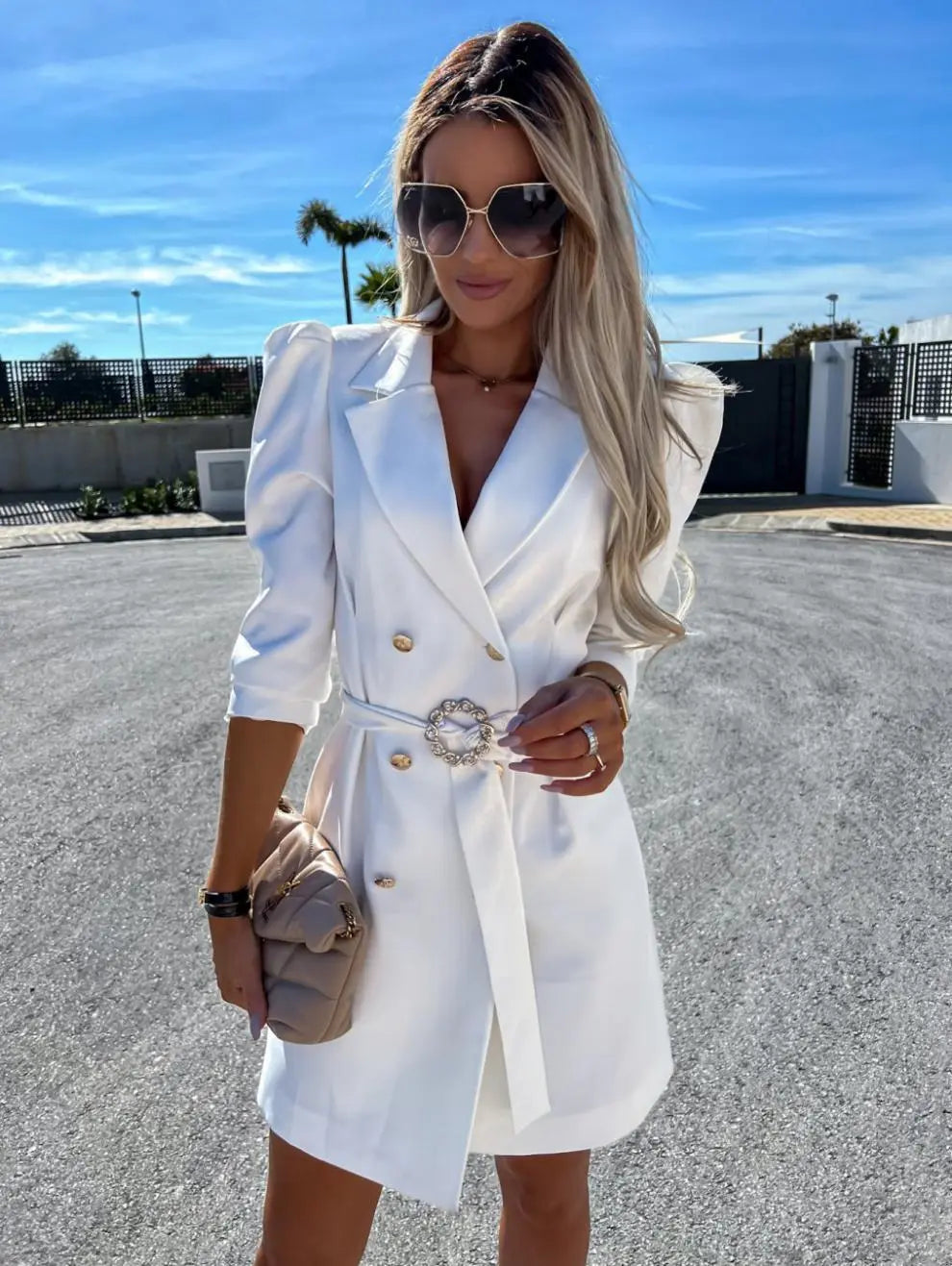 Fashion New Suit Coat Dress With Belt