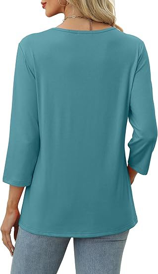 European And American New Autumn Women's Clothing Button V-neck Fashion Casual Sleeve T-shirt