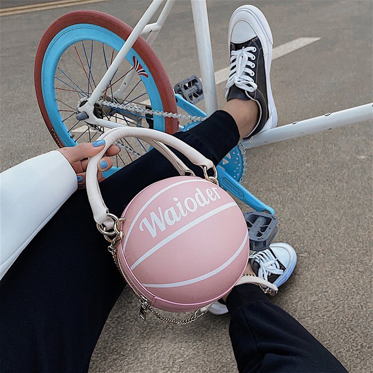 Basketball Shape Chain Shoulder Crossbody Handbags for Women