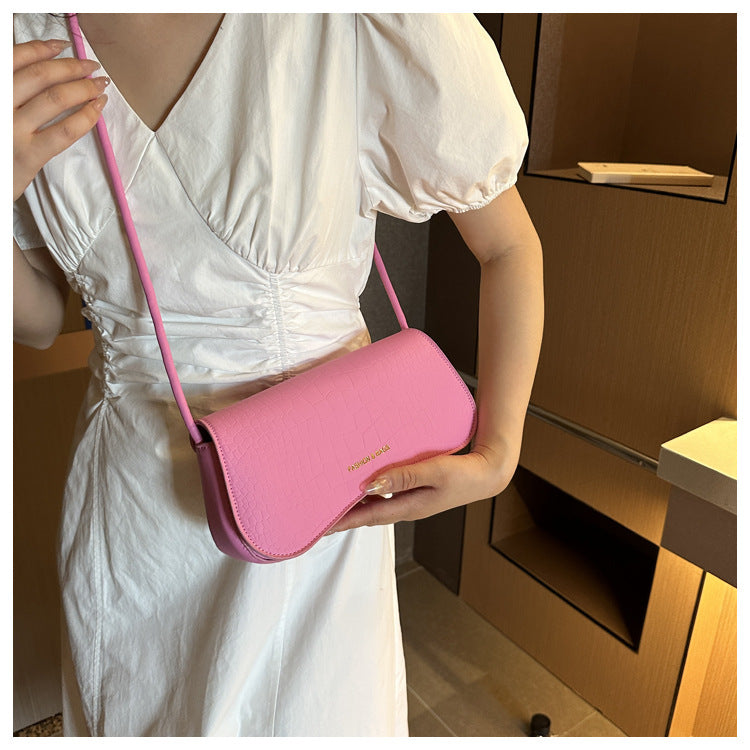 Solid Color PU Small Square Bag Shoulder Messenger Bag Handbag