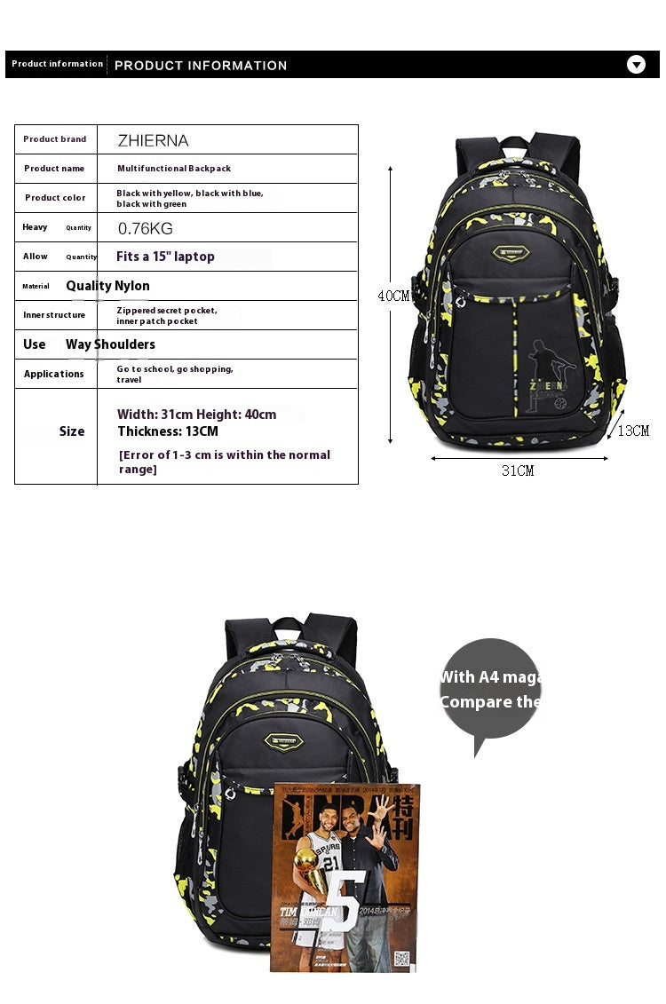 Camouflage Printed Schoolbag Three-piece Set