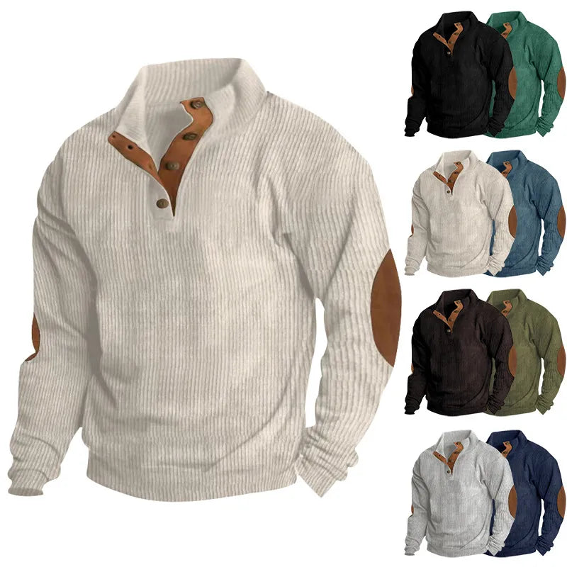 Corduroy Casual Stand Collar Long-sleeved Sweater