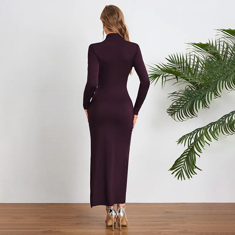 Slit Slim-fitting Long Dress Women's Clothing