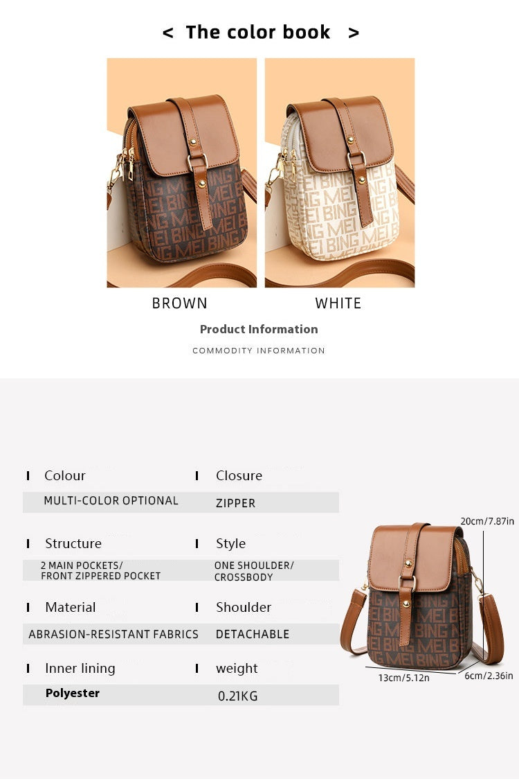 Soft Leather Retro Printed Mini Crossbody Bag