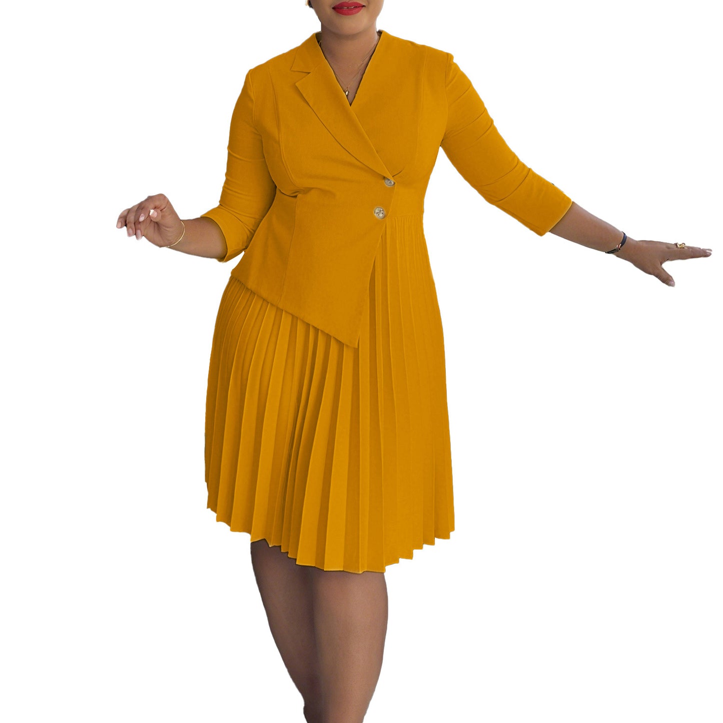 Plus Size Fashionable Elegant Pleated Dress