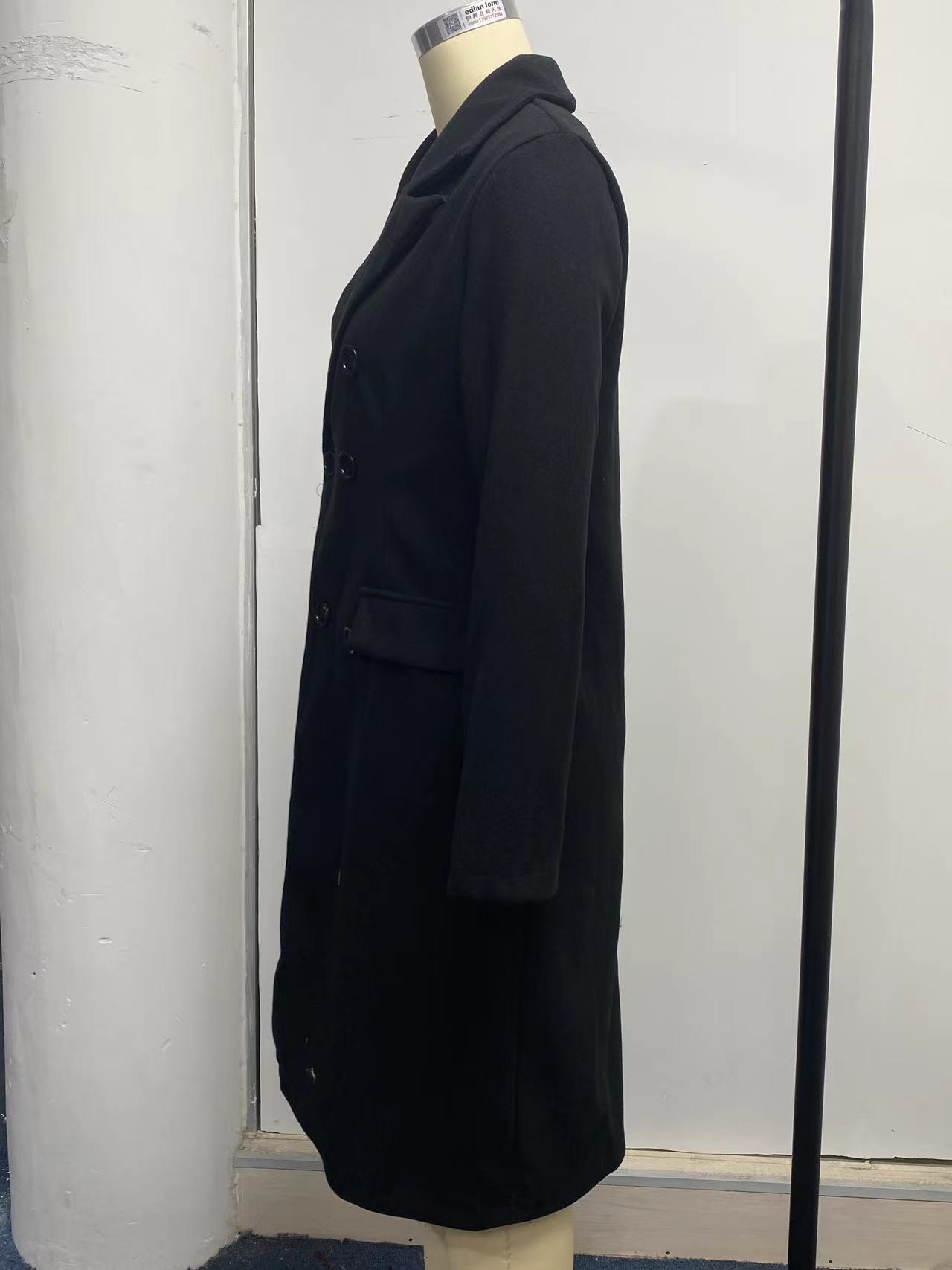 Long Sleeve Lapel Coat Winter Fashion Solid Double Breasted Slim Long Jacket Womens Clothing