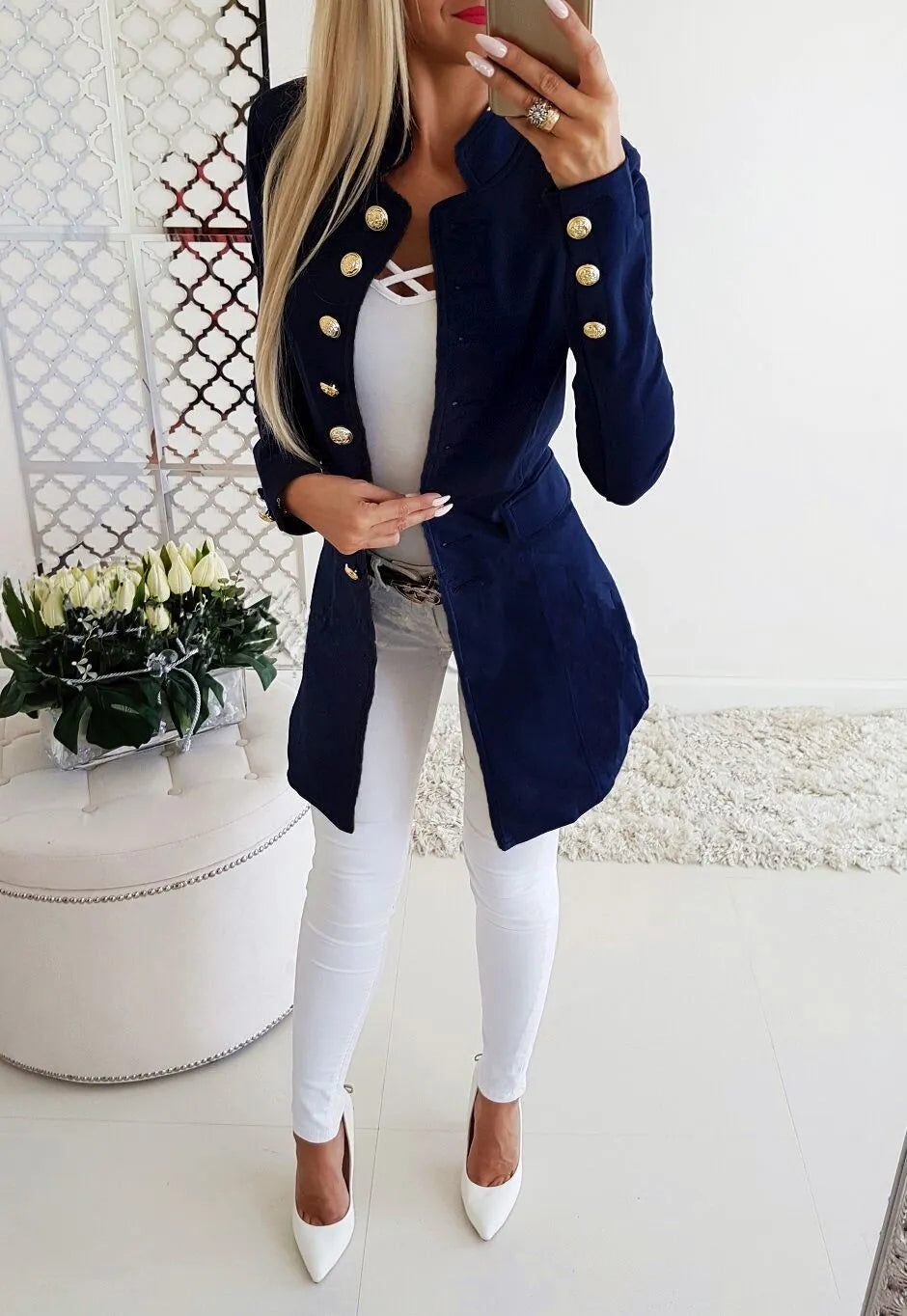 Women's Long-sleeved Breasted Slim Fit Small Business Suit Coat