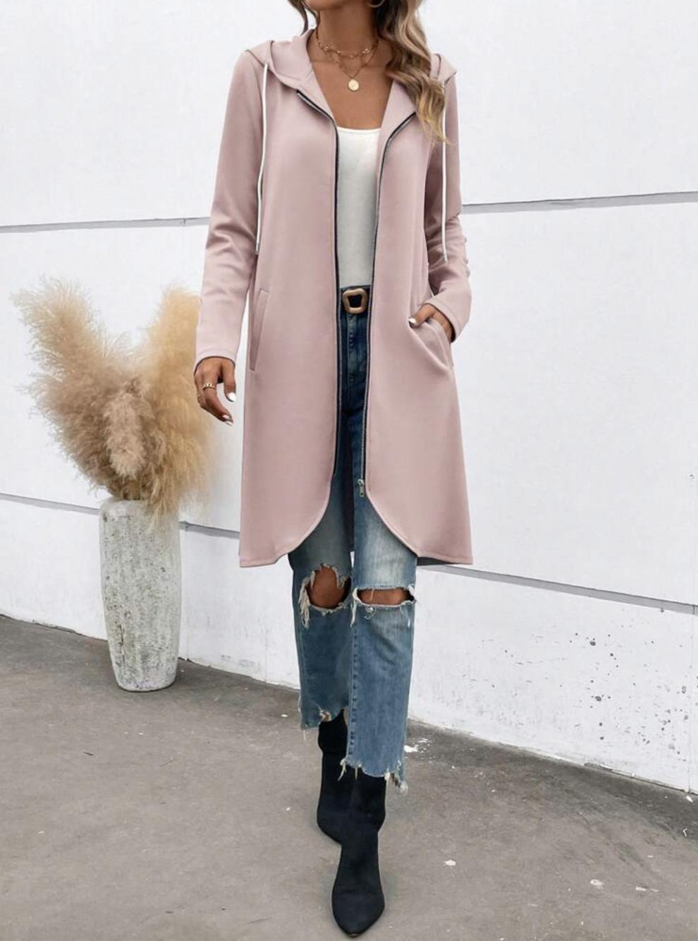 Personality Street Zip Hooded Long Velvet Lining Sweatshirt