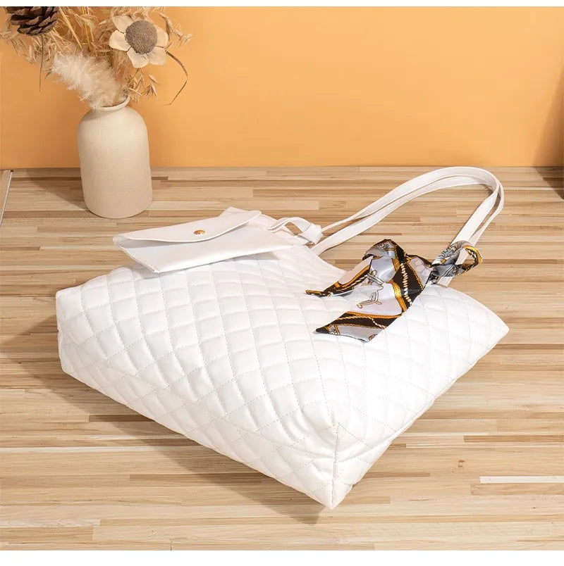 Tote Bag Large Capacity Women's Diamond Plaid Portable