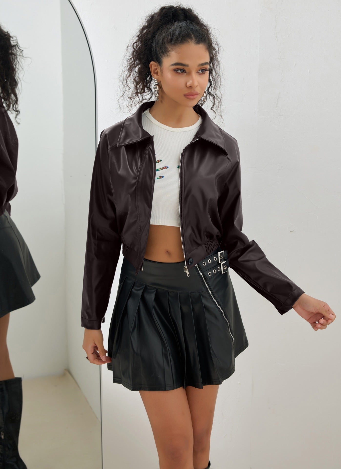 Leather Short Jacket Vintage Zipper American Casual Motorcycle