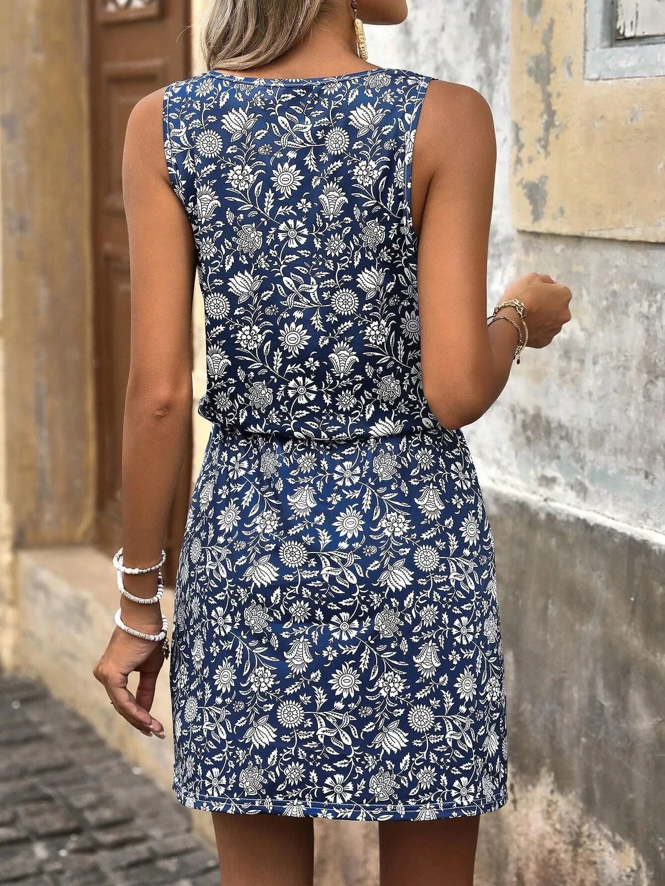 Printed Sleeveless Dress Women
