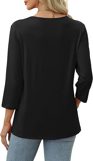 European And American New Autumn Women's Clothing Button V-neck Fashion Casual Sleeve T-shirt