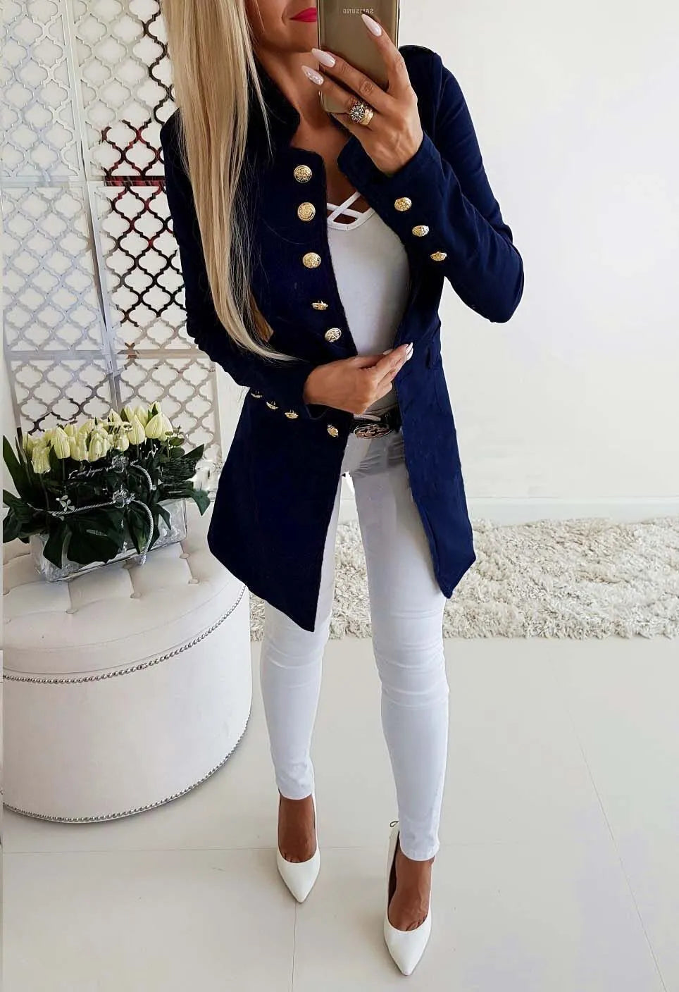 Women's Long-sleeved Breasted Slim Fit Small Business Suit Coat