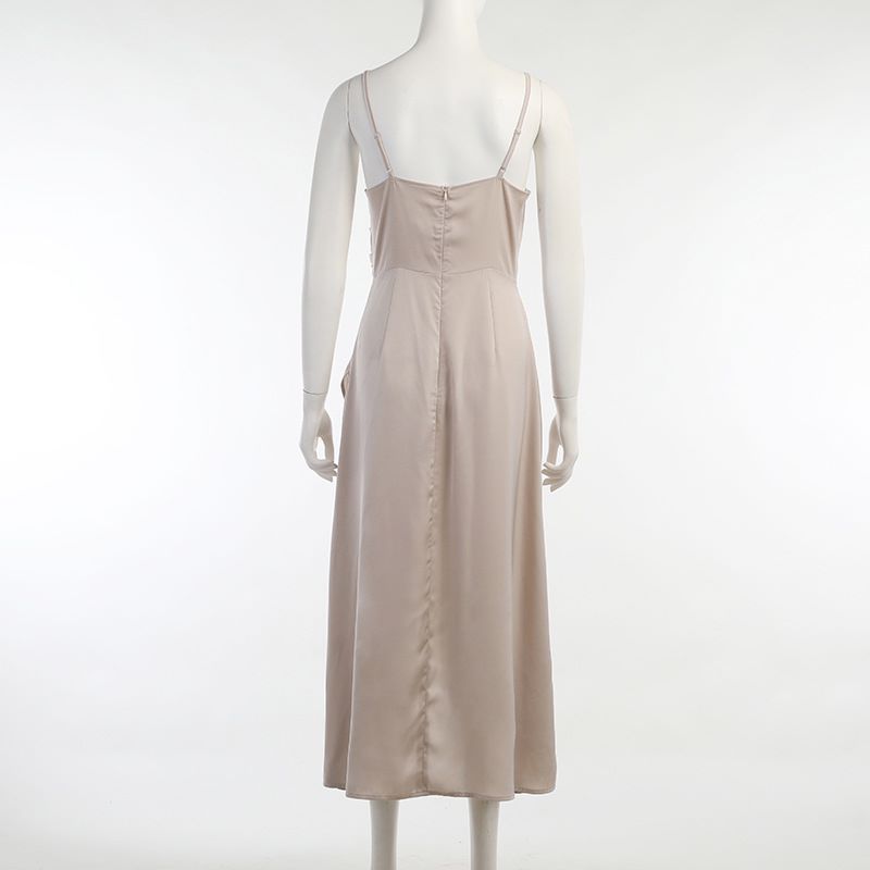 V-neck Slit Sling Dress Summer Fashion Sexy Slim Suspender Dresses For Women Clothing