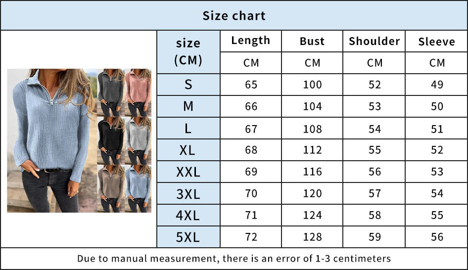 Zipper Pullover Long-sleeved Sweater Casual Coat