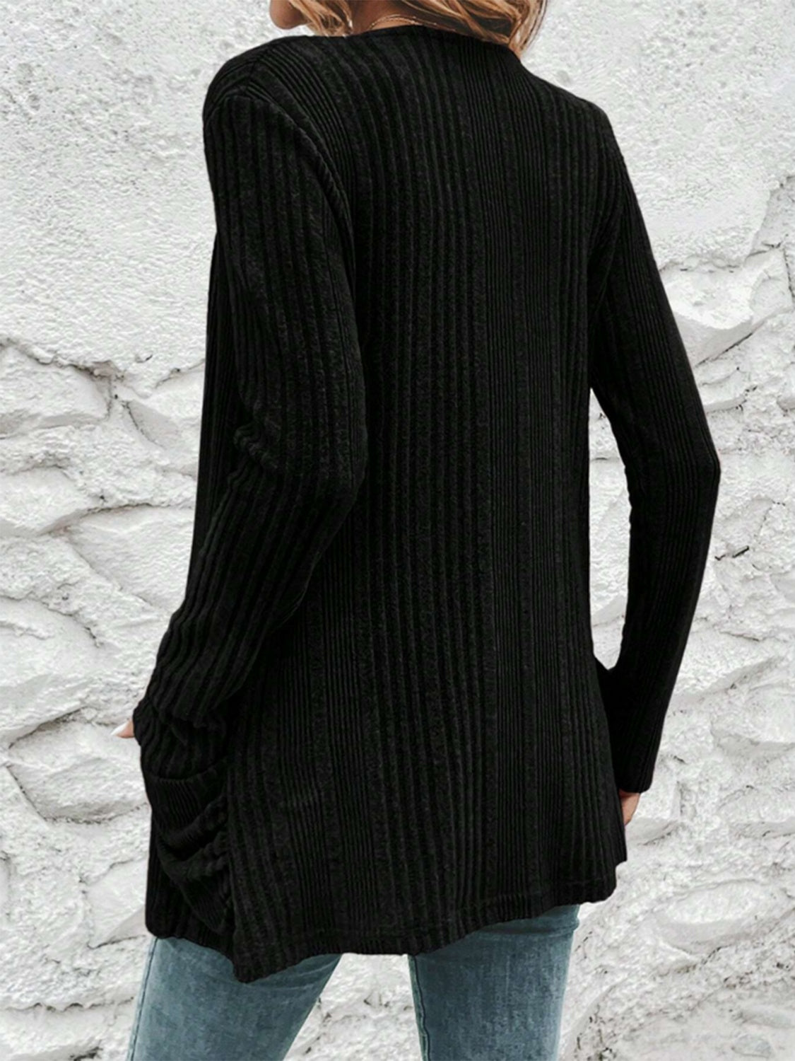 Open Front Long Sleeve Cardigan with Pockets