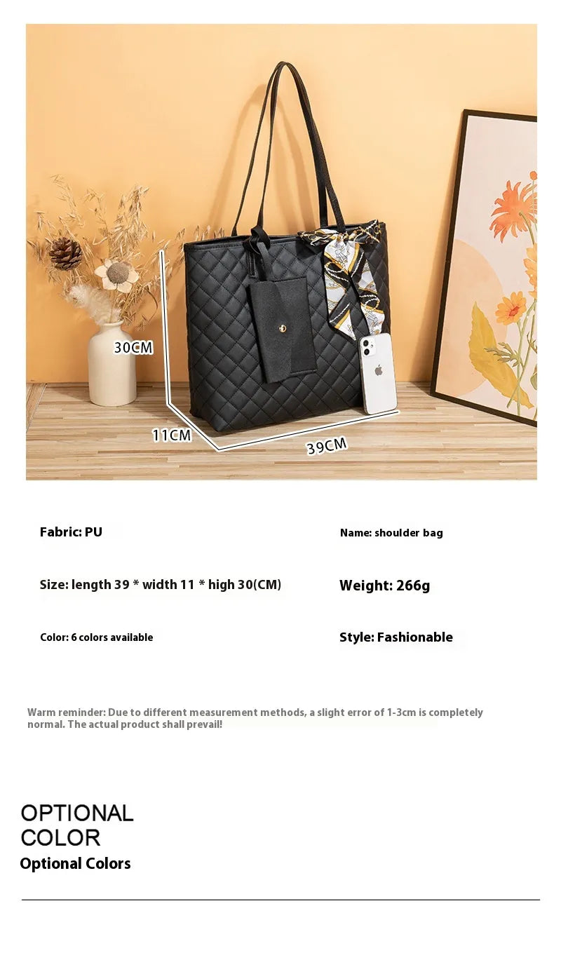 Tote Bag Large Capacity Women's Diamond Plaid Portable