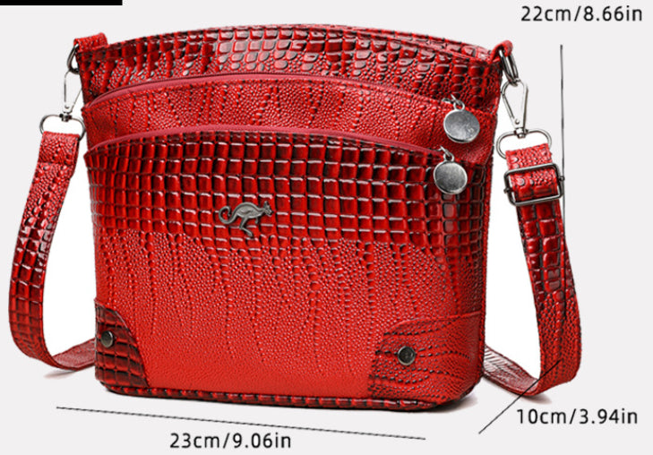 Crocodile Pattern Shoulder Bag Casual Multi-layer Vintage Crossbody Women's Bag