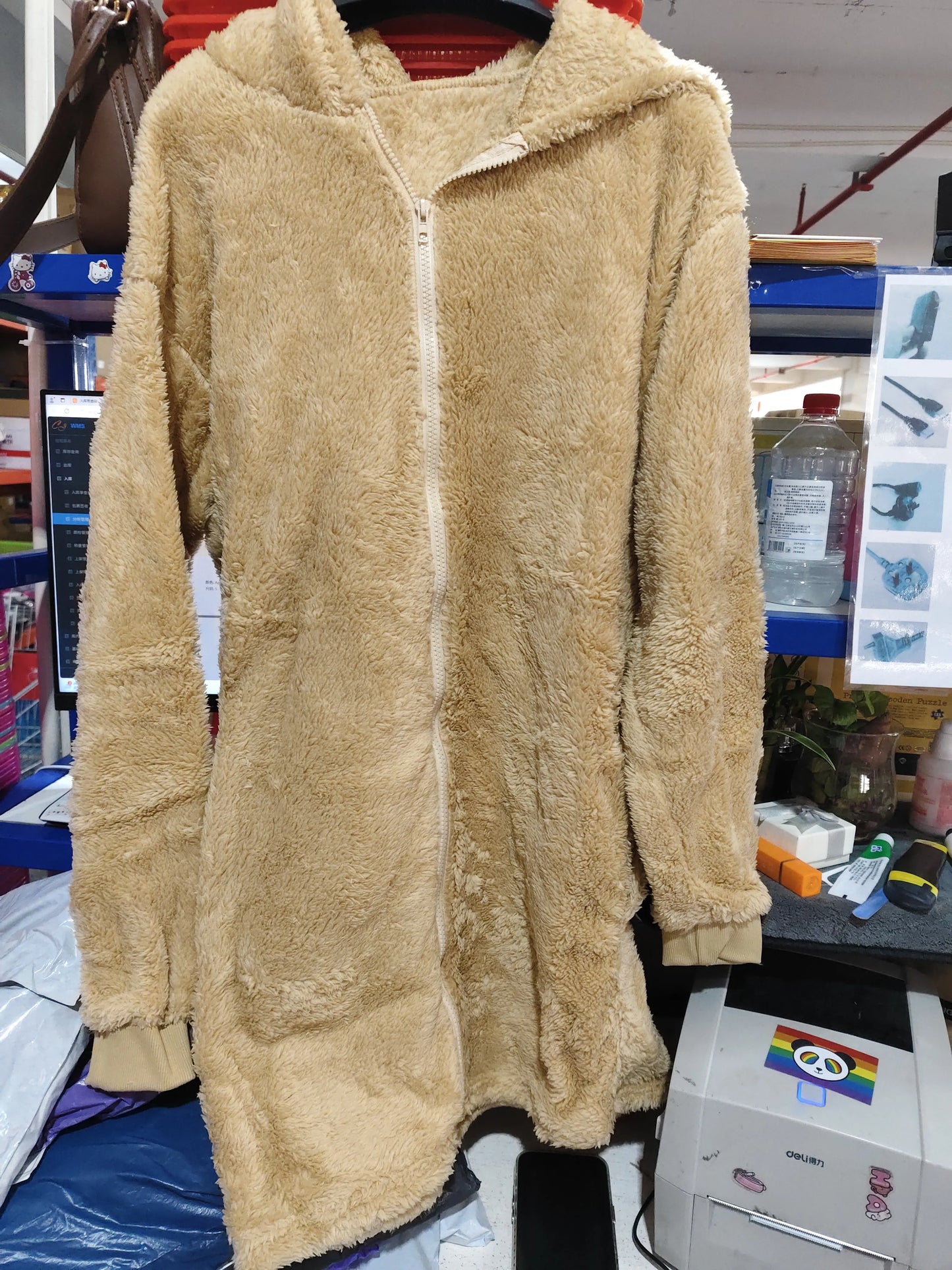 Loose Plush Women's Long Sleeve Hooded Zip Cardigan Coat