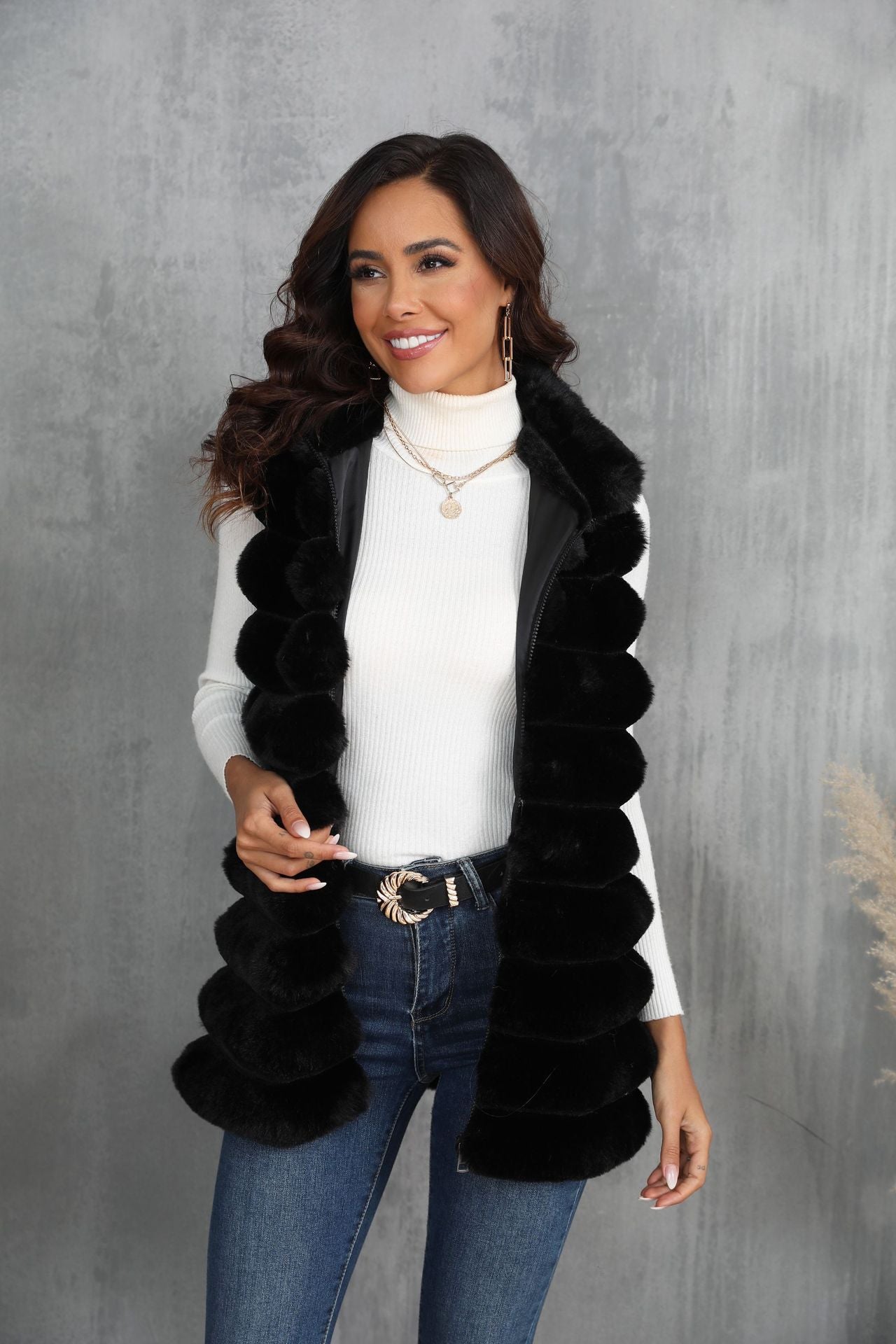 Mid-length Autumn And Winter New Faux Fur Vest For Women